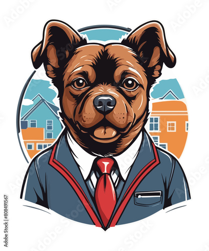 Cute school dog vector illustration