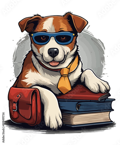 Cute school dog vector illustration