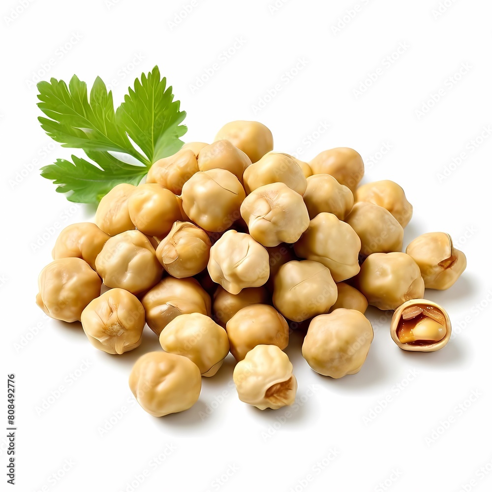 Chickpea beans on a white background, Ai Generated Chickpea beans on a white background, Ai Generated
