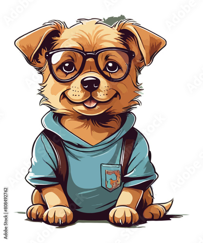 Cute school dog vector illustration