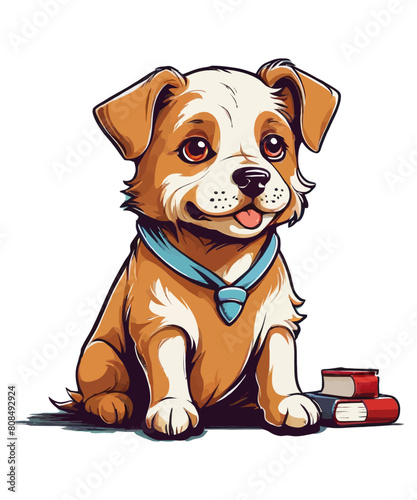 Cute school dog vector illustration