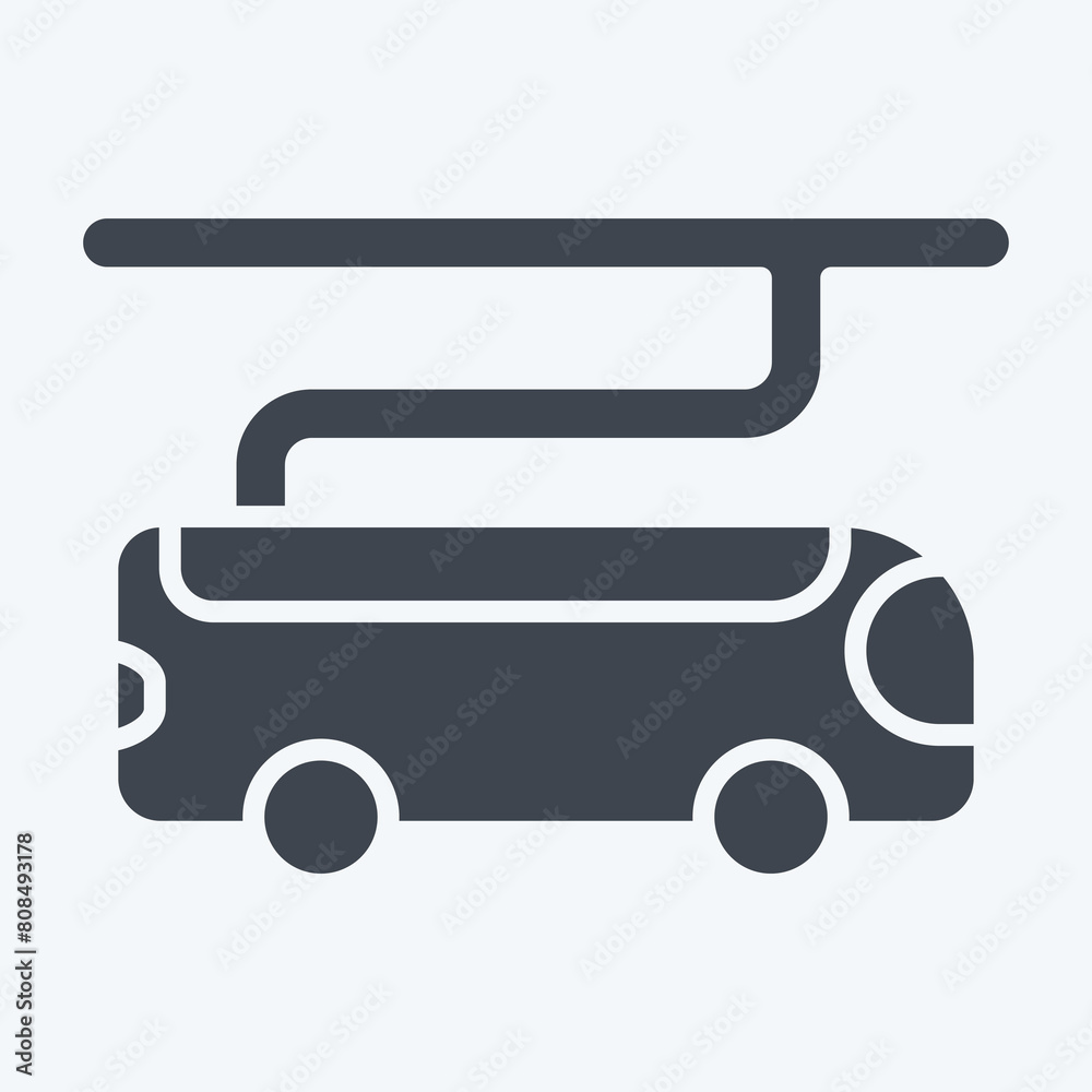 Icon Electric Bus. related to Smart City symbol. glyph style. simple design illustration Icon Electric Bus. related to Smart City symbol. glyph style. simple design illustration