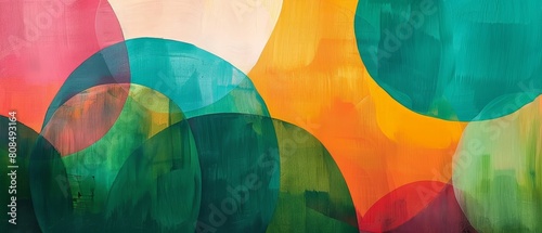 Abstract shapes fading from sickly greens to healthy vibrant hues, depicting recovery and healing photo