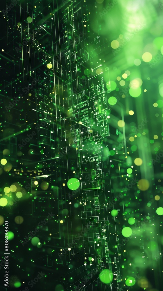 A green image with a lot of dots and lines A green image with a lot of dots and lines
