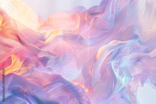 Pixelated Light Waves Cascading Through a Minimalist Virtual Realm of Pastel Hues