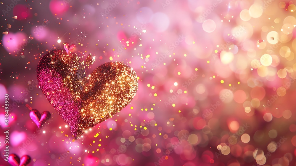 Develop a banner design that celebrates love with a lavish combination of gold and pink Develop a banner design that celebrates love with a lavish combination of gold and pink