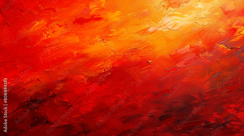 Red and burnt orange strokes mimic the chaotic beauty of a sunset in an abstract grunge-style oil painting. Red and burnt orange strokes mimic the chaotic beauty of a sunset in an abstract grunge-style oil painting.