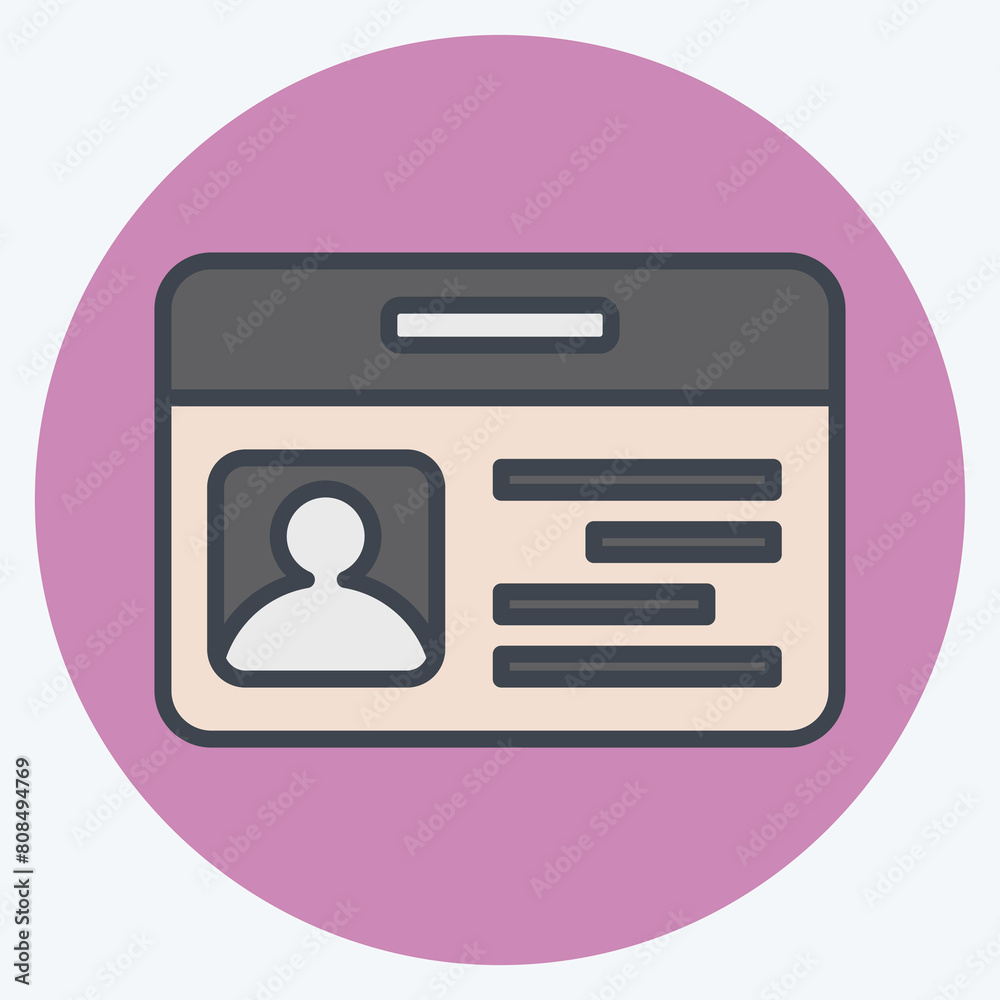 Icon ID Card. related to Smart City symbol. color mate style. simple design illustration Icon ID Card. related to Smart City symbol. color mate style. simple design illustration