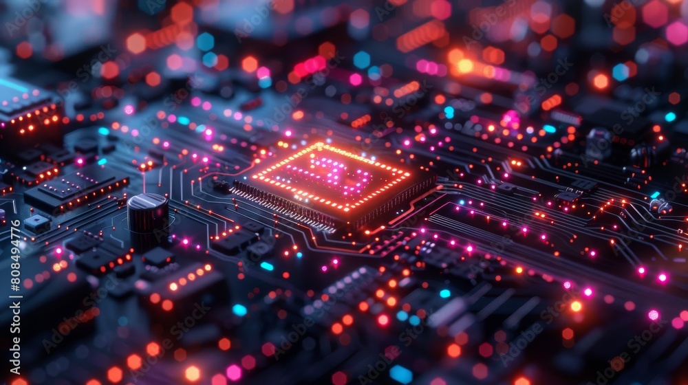 Obraz premium A computer chip with a red square on it