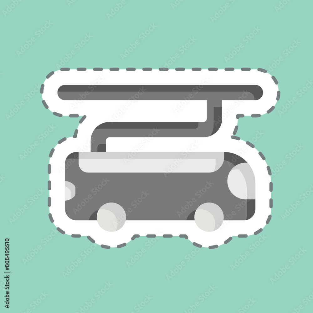 Sticker line cut Electric Bus. related to Smart City symbol. simple design illustration Sticker line cut Electric Bus. related to Smart City symbol. simple design illustration