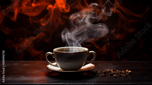 Steaming Cup: Aromatic Coffee and Wisps of Steam