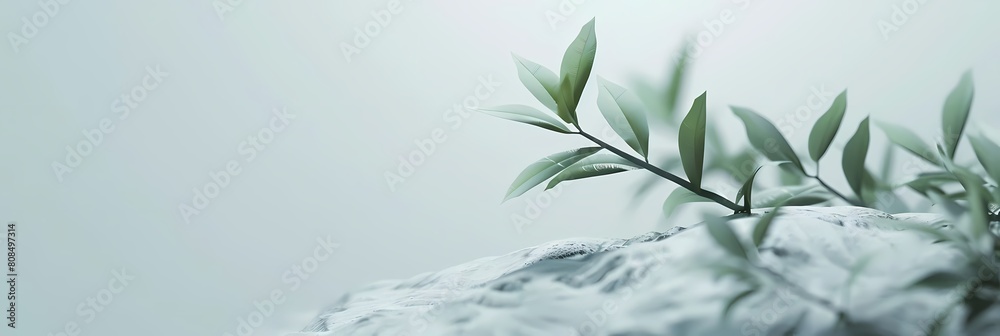 minimalist essence of nature a lush green plant stands tall against a clear blue sky, with a single green leaf adding a touch of vibrancy to the scene minimalist essence of nature a lush green plant stands tall against a clear blue sky, with a single green leaf adding a touch of vibrancy to the scene