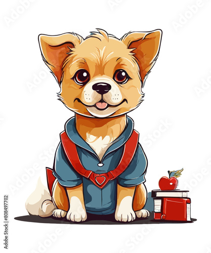 Cute school dog vector illustration