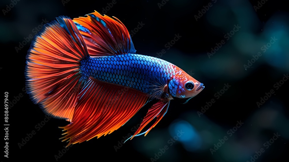 Obraz premium Digital technology crystal glitter color fish illustration poster web page PPT background