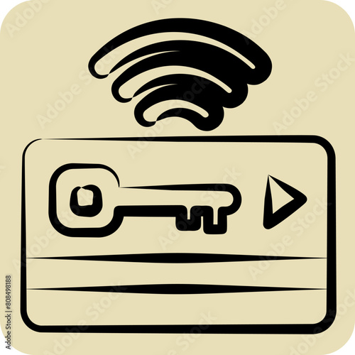 Icon Keycard. related to Smart City symbol. hand drawn style. simple design illustration