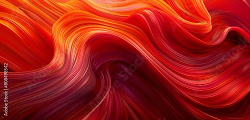 Flowing hair pattern rendered in vivid shades of red and orange.