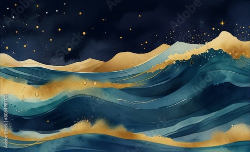 Ocean waves watercolor texture background Uniqueblue