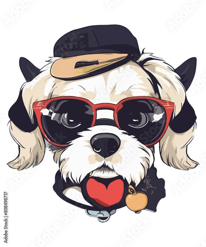 Cute school dog vector illustration