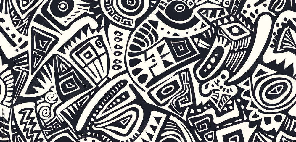 Black and white geometric triangles form a seamless hand-drawn doodle pattern. Black and white geometric triangles form a seamless hand-drawn doodle pattern.
