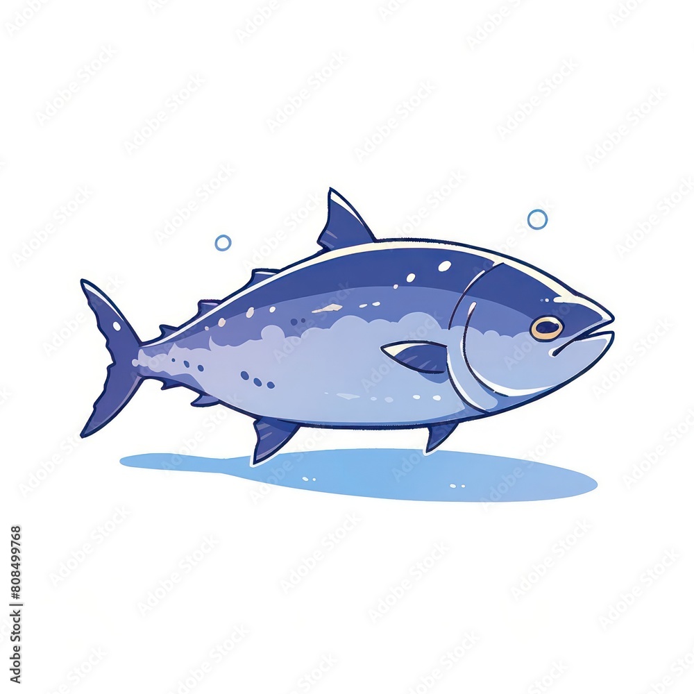 tuna fish animal chibi cartoon style isolated plain background tuna fish animal chibi cartoon style isolated plain background