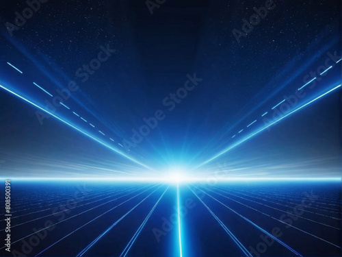 Wallpaper Mural Futuristic horizon space background with blue light technology Torontodigital.ca