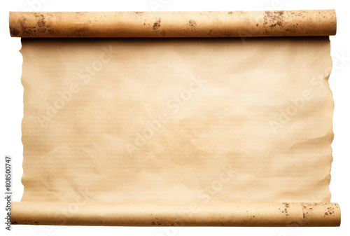 PNG  Old parchment paper scroll sheet backgrounds document white background. photo