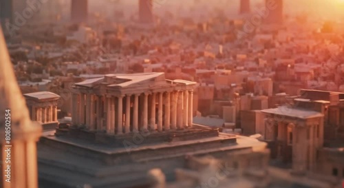 3d view of ancient city with classic style skyscrapers photo