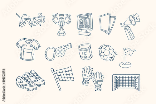 Hand Drawn Soccer Doodle Illustration