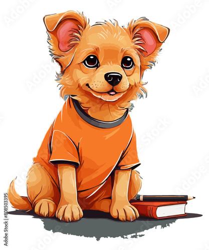 Cute school dog vector illustration