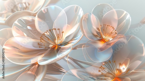 Metal glass futuristic flowers plants abstract graphics poster web page PPT background © jinzhen
