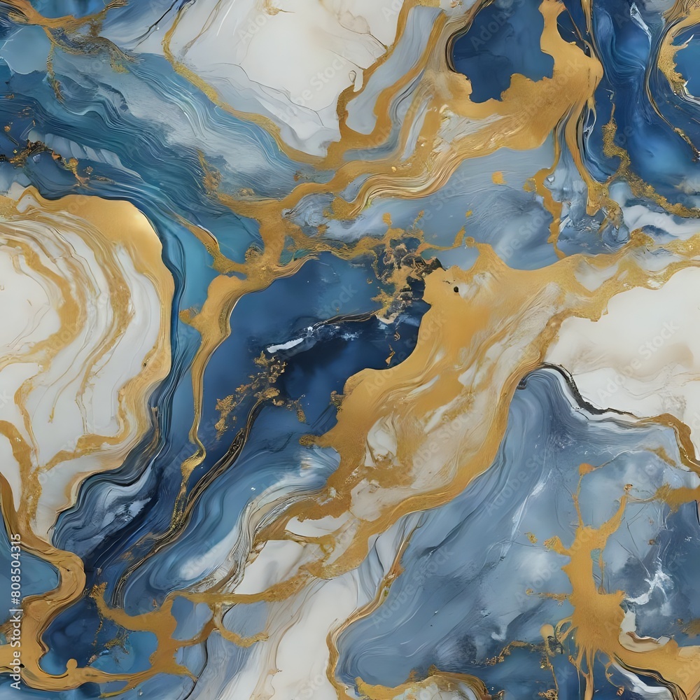 Glossy golden and blue marble mix wallpaper, abstract background Glossy golden and blue marble mix wallpaper, abstract background