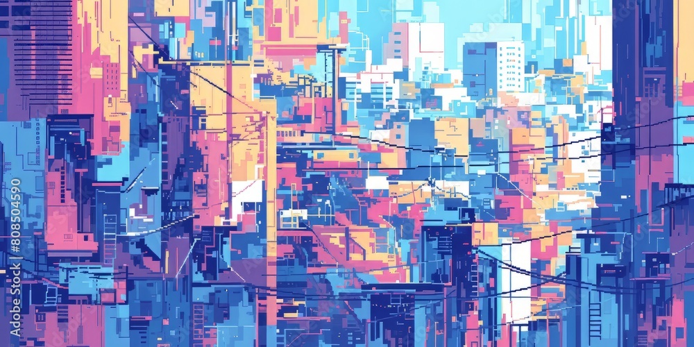Obraz premium Abstract City Fractal Illustration