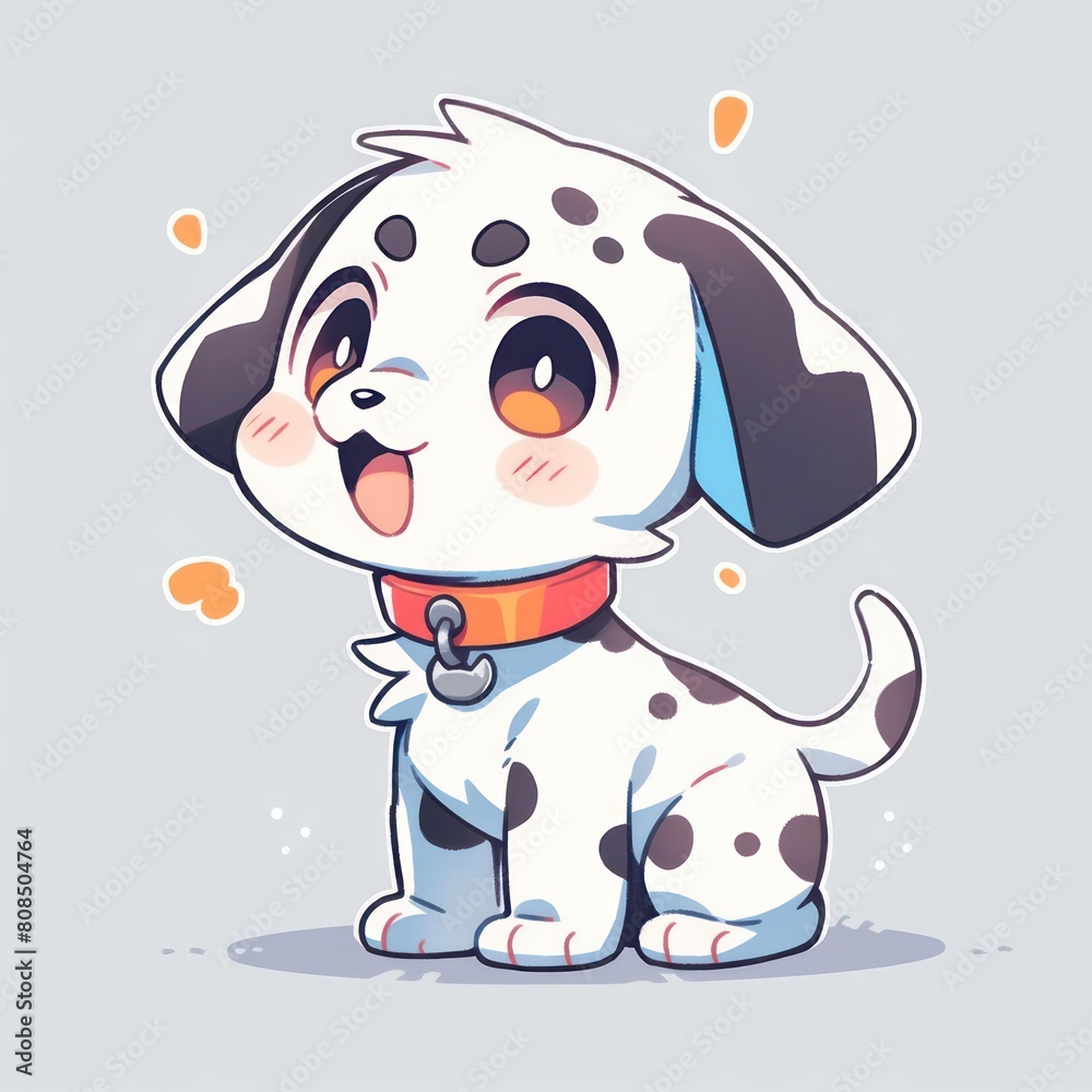 Fototapeta premium dalmatian dog animal chibi cartoon style isolated plain background