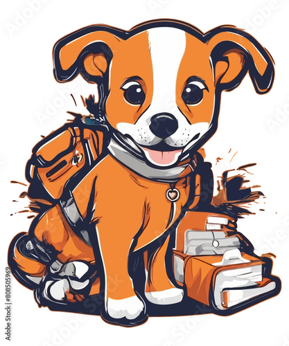 Cute school dog vector illustration