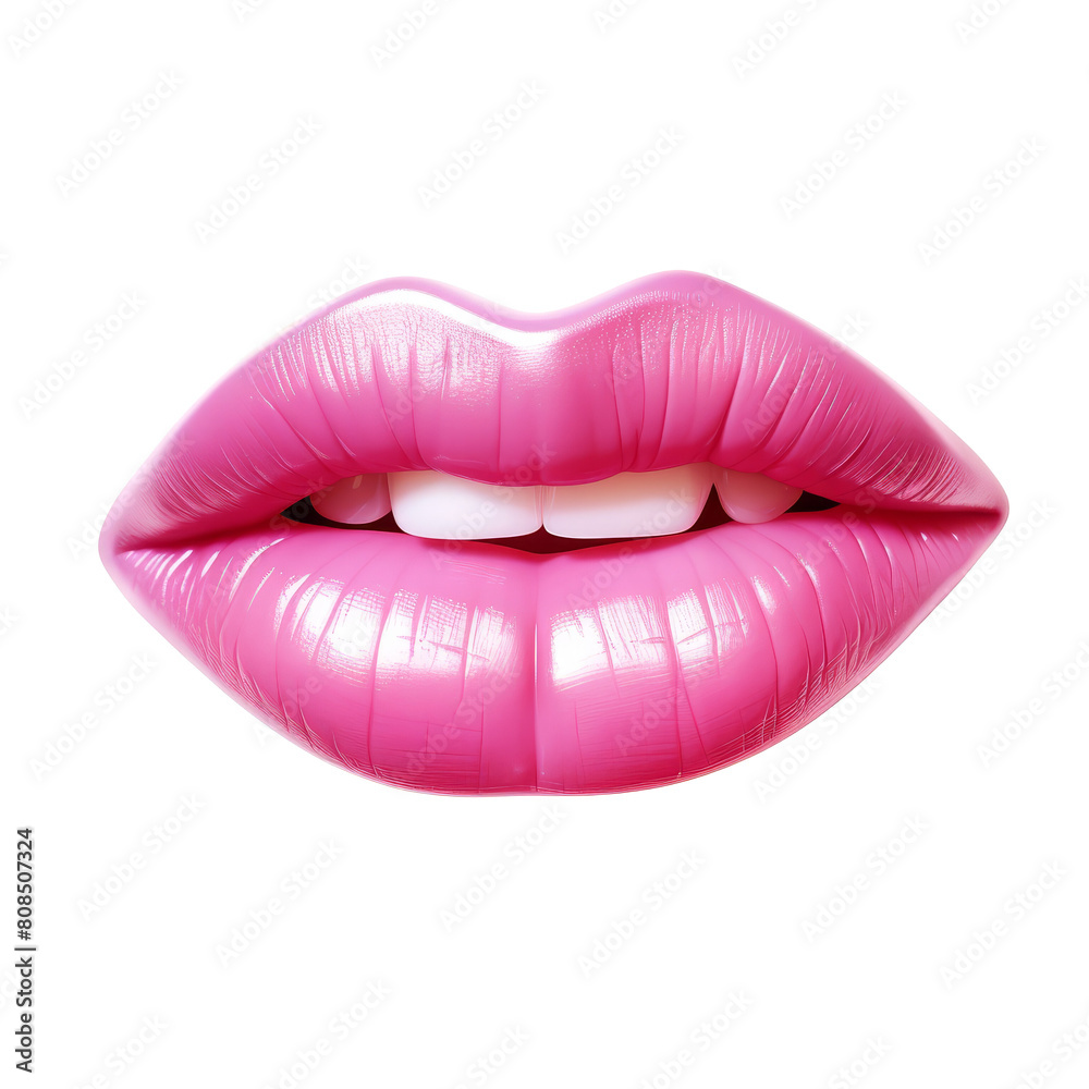 Pink glossy woman lips isolated on white background. Pink glossy woman lips isolated on white background.