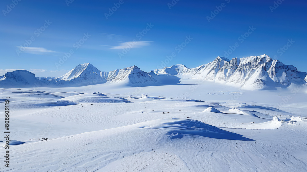 landscape of the North Pole where climate change has caused melting ice caps and reduced polar ice extent