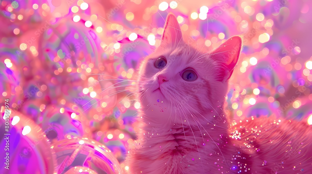 Digital pink glitter masonry cat poster web page PPT background Digital pink glitter masonry cat poster web page PPT background