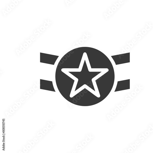 Badge icon solid grey military illustration