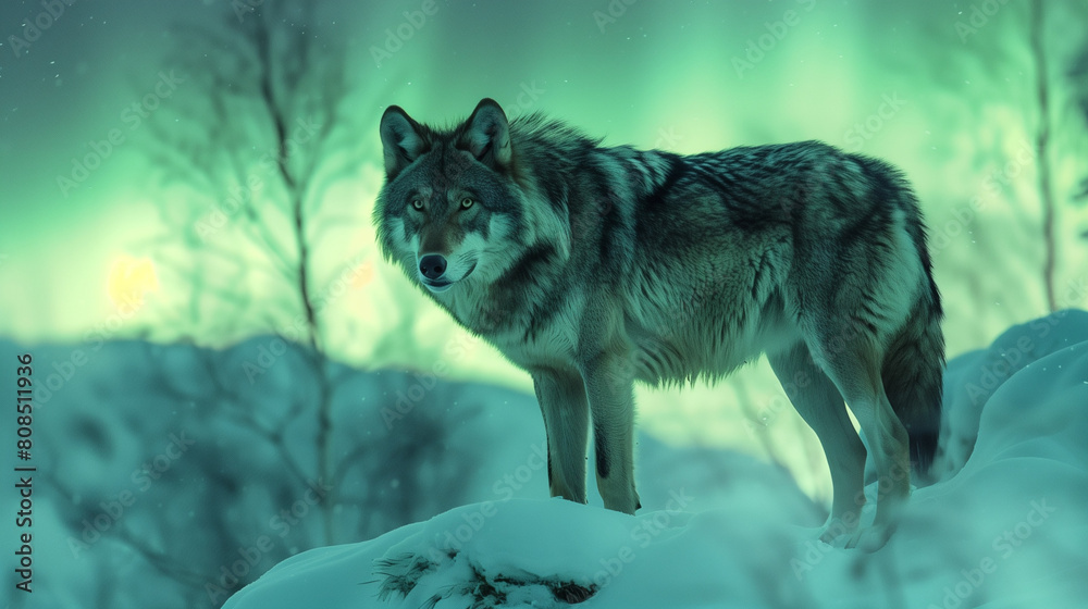 Northern Lights Wolf Mystique