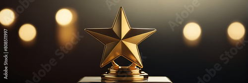 Star Trophy On Shiny Sparks Background 