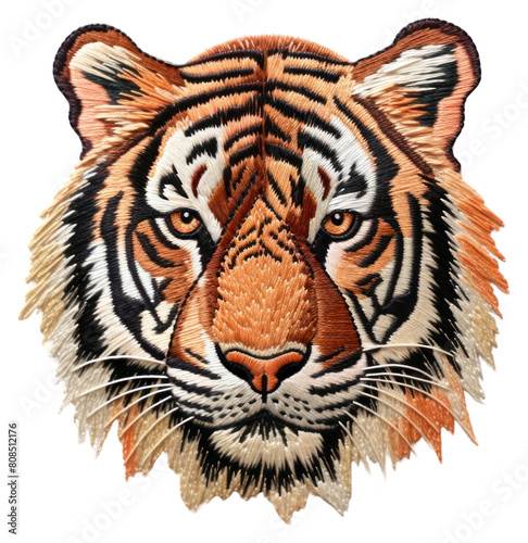 PNG Tiger in embroidery style wildlife animal mammal.