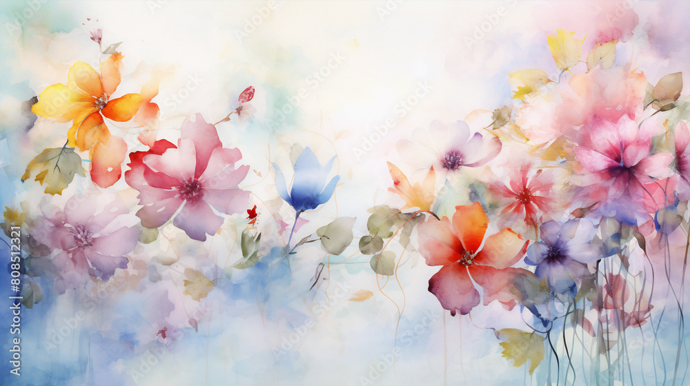 watercolor background with flowers