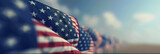 A row of American flags background