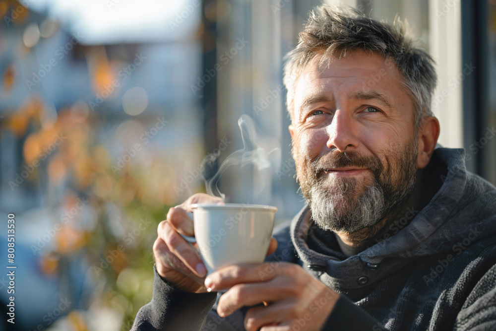 a man holding a cup of coffee in his hand a man holding a cup of coffee in his hand