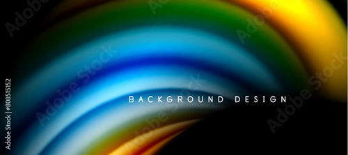 Rainbow color wave lines on black. Techno or business abstract background for posters, covers, banners, brochures, websites