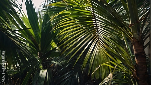 A palm tree with leaves that allow sunlight to pass through