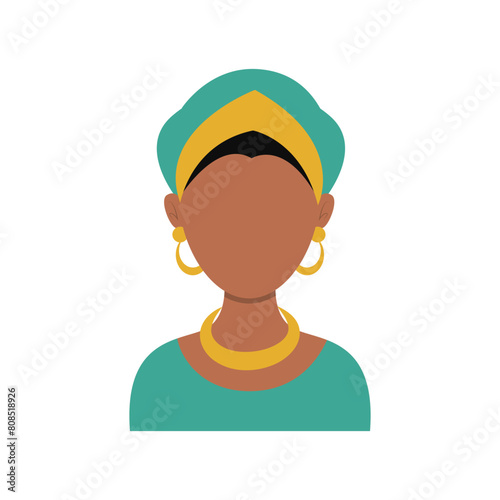 African Woman Avatar with Portrait Style. Isolated Illustration on White Background.