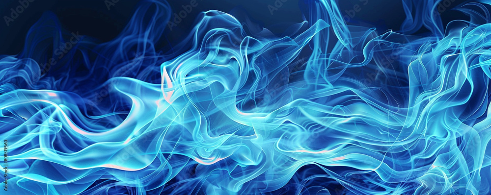 Vibrant cyan blue waves abstracted into flames suitable for a bright refreshing background