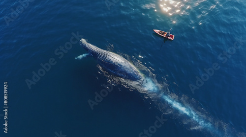 boat and whale drone view © Bu3of