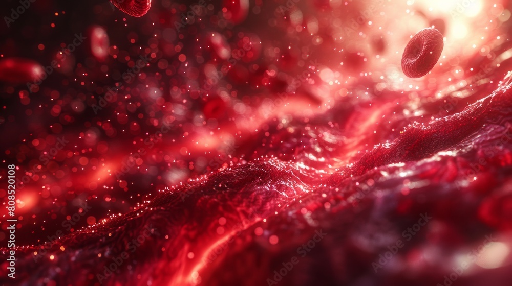 The vibrant journey of red blood cells, pulsing through veins, a testament to life complexity, AI Generative The vibrant journey of red blood cells, pulsing through veins, a testament to life complexity, AI Generative